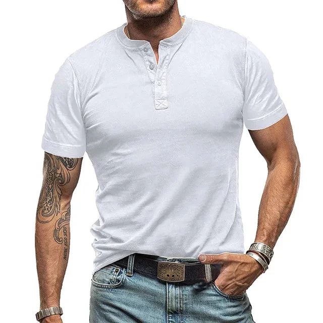 Matteo | Ademend lichtgewicht katoen zomershirt voor heren met Henley-hals
