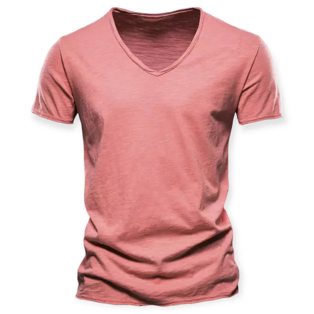 Luca | Lichtgewicht ademend katoenen zomershirt voor heren met moderne V-hals