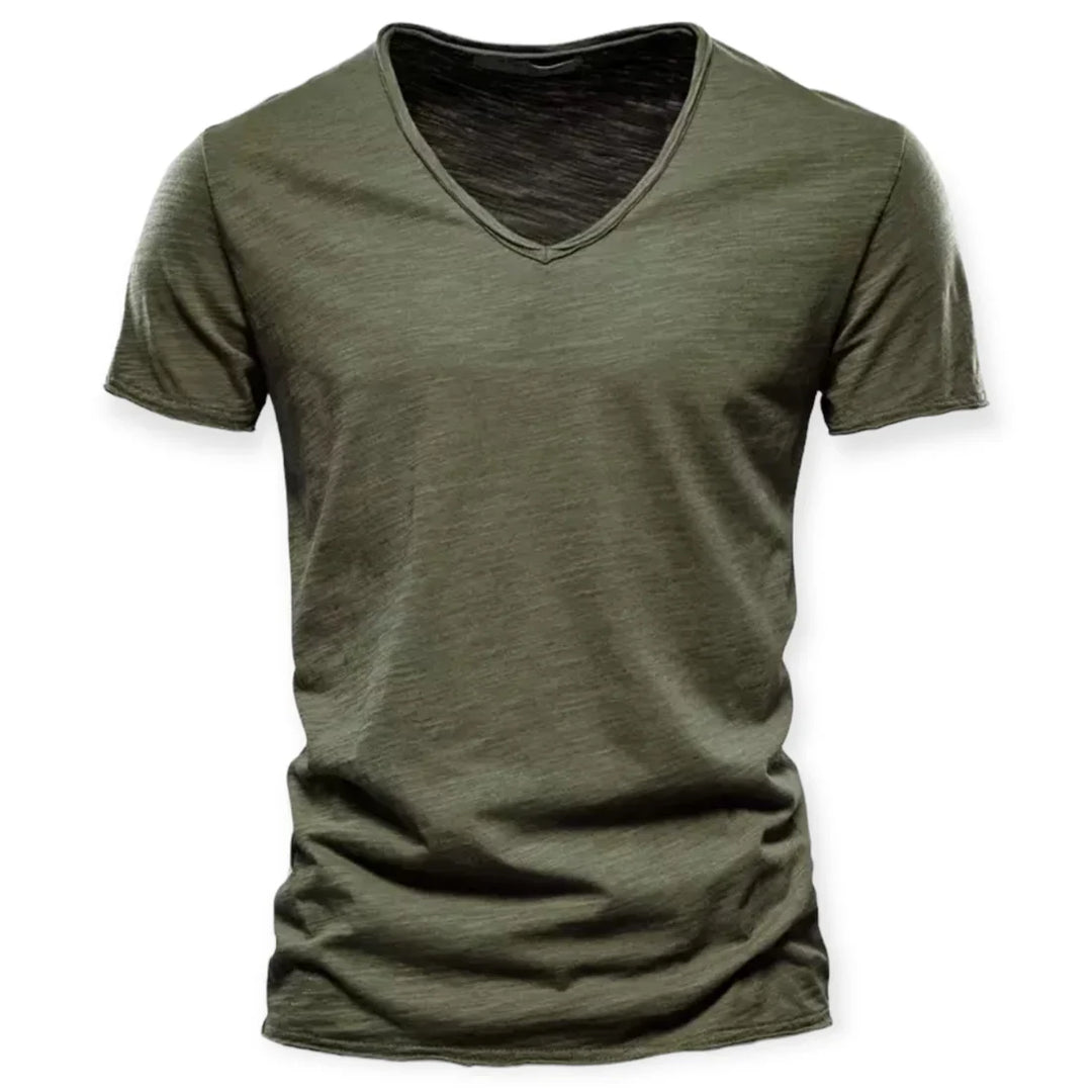 Luca | Lichtgewicht ademend katoenen zomershirt voor heren met moderne V-hals