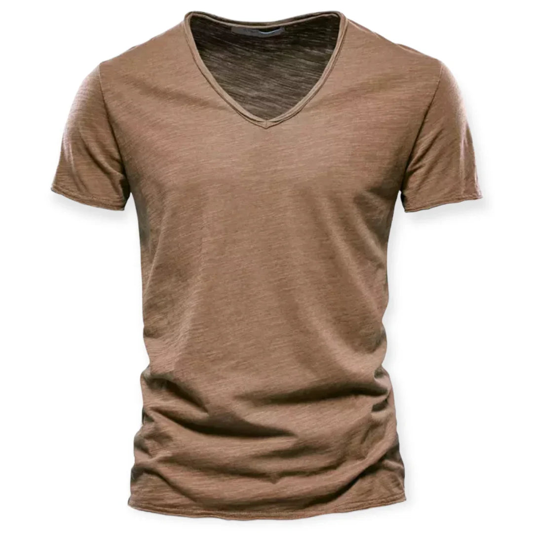 Luca | Lichtgewicht ademend katoenen zomershirt voor heren met moderne V-hals