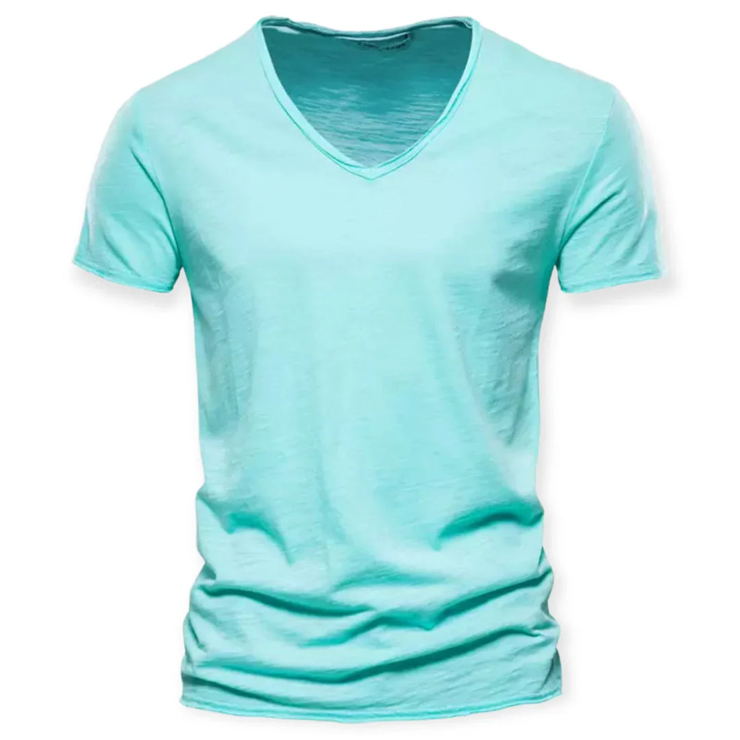 Luca | Lichtgewicht ademend katoenen zomershirt voor heren met moderne V-hals