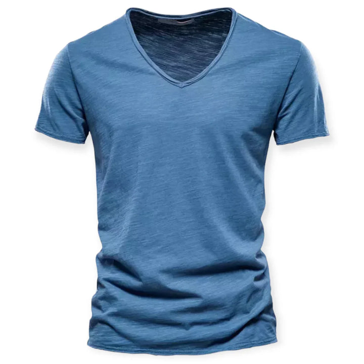 Luca | Lichtgewicht ademend katoenen zomershirt voor heren met moderne V-hals