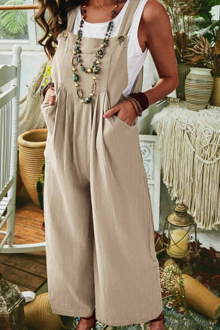 Tamar – Mouwloze Jumpsuit met Wijde Pijpen en Zakken