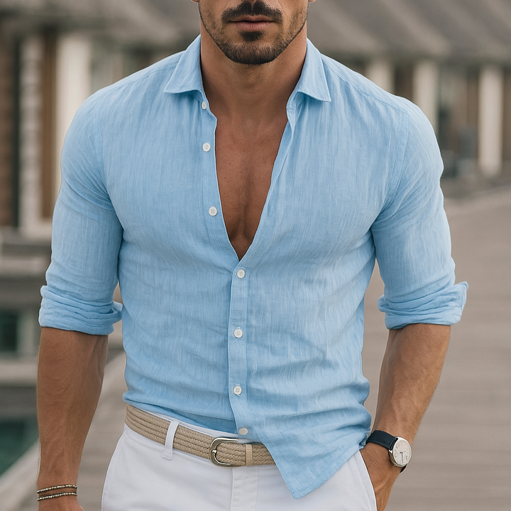 Elegante linnen herenoverhemd – Stijl en comfort voor elke gelegenheid
