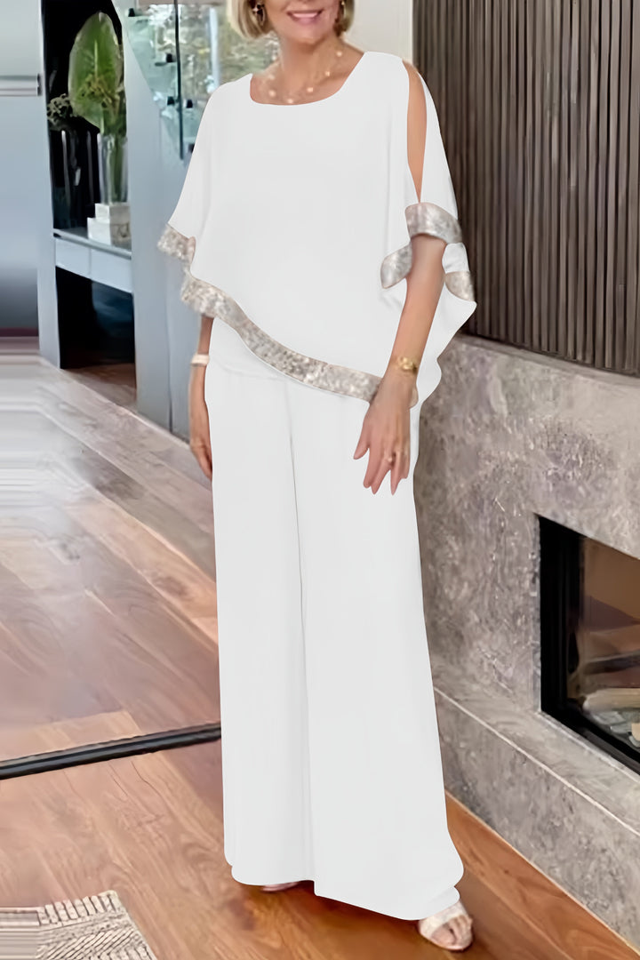 Danique – Glanzende Two-Piece Set met Pailletten en Wijde Pijpen