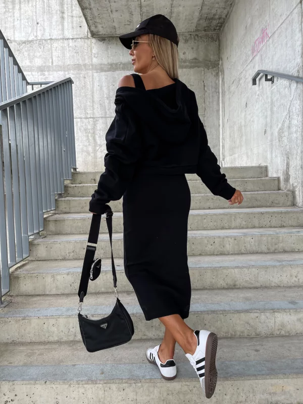 Quinty - Dames Elegante Jurk met Sweatshirt - Unieke en Modieuze Combinatie