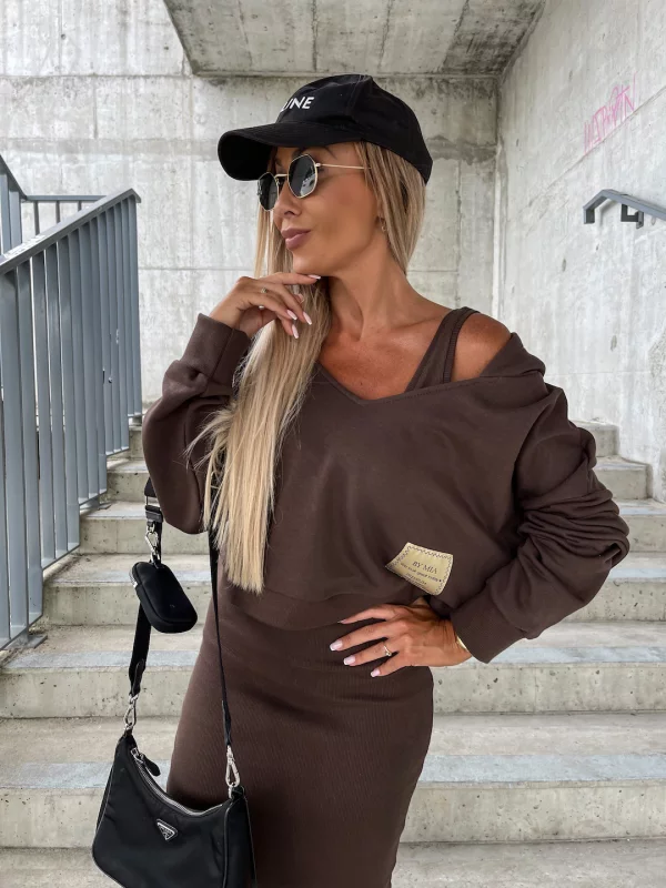 Quinty - Dames Elegante Jurk met Sweatshirt - Unieke en Modieuze Combinatie