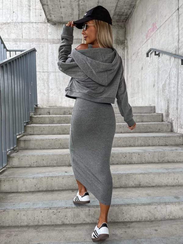 Quinty - Dames Elegante Jurk met Sweatshirt - Unieke en Modieuze Combinatie