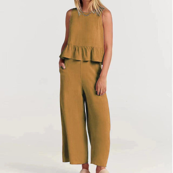 Tess - Dames Mouwloze Top en Broek Set - Elegante en Luchtige Combinatie voor de Zomer