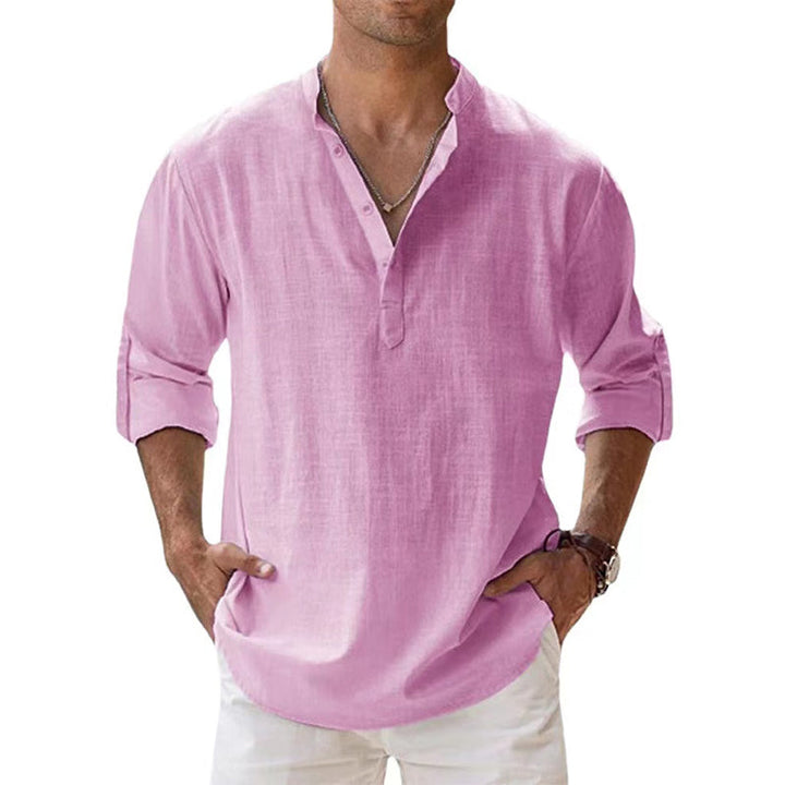 Linnen overhemd met Henley kraag – Ademend en licht voor een stijlvolle zomerse look