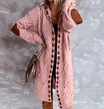 Elodie - Lang Gebreid Vest met Capuchon - Oversized & Warm met Elleboogstukken