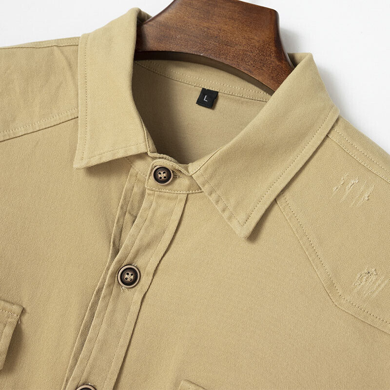 Bastien | Duurzaam ademend katoenen shirt voor heren met functionele borstzakken in utility-stijl