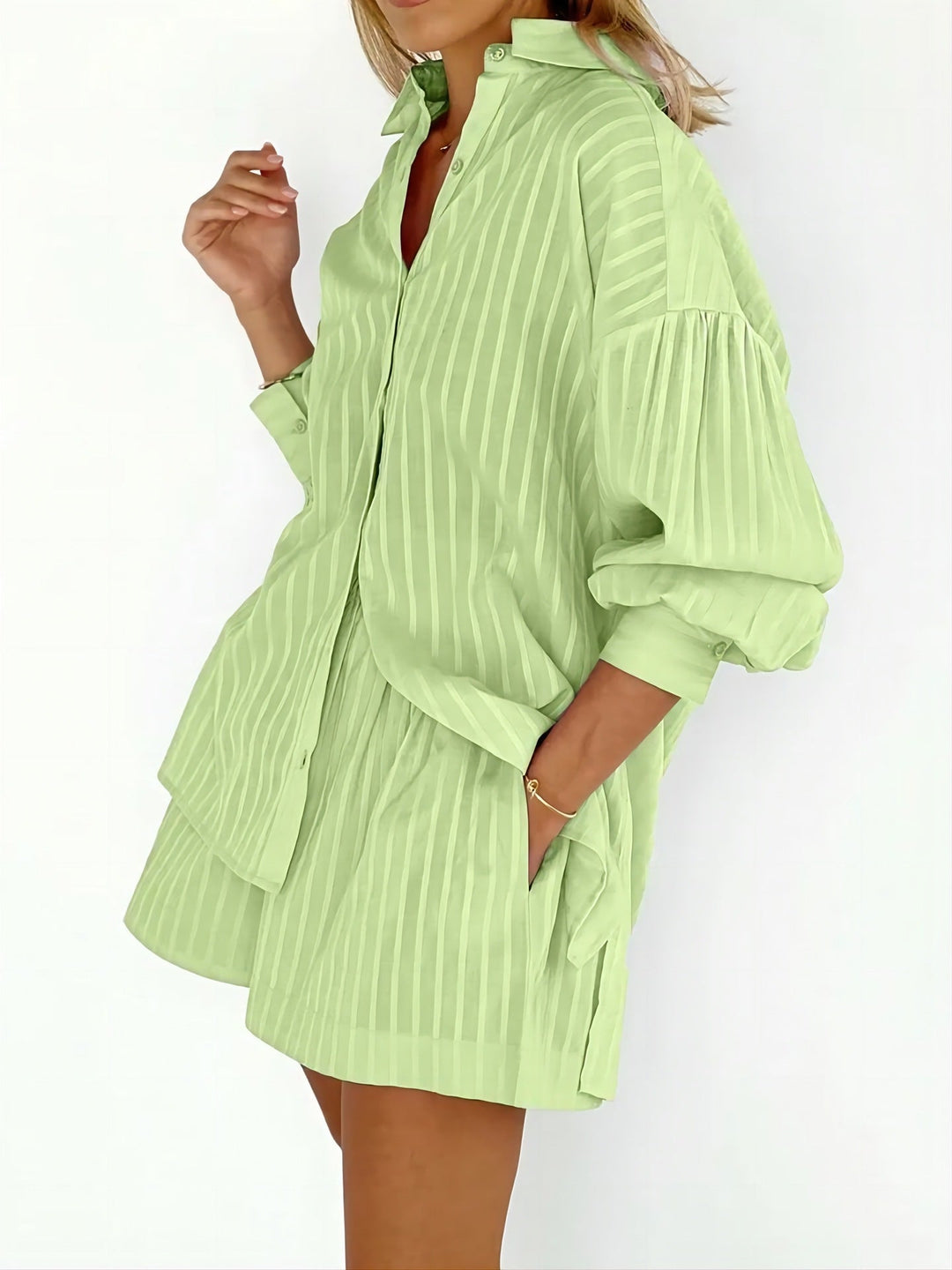 Mara - Dames Gestreepte Blouse en Broek Set - Trendy en Comfortabel