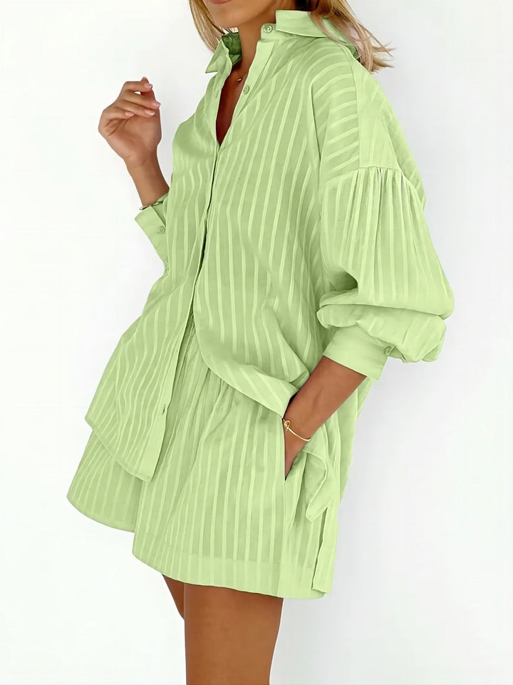 Mara - Dames Gestreepte Blouse en Broek Set - Trendy en Comfortabel