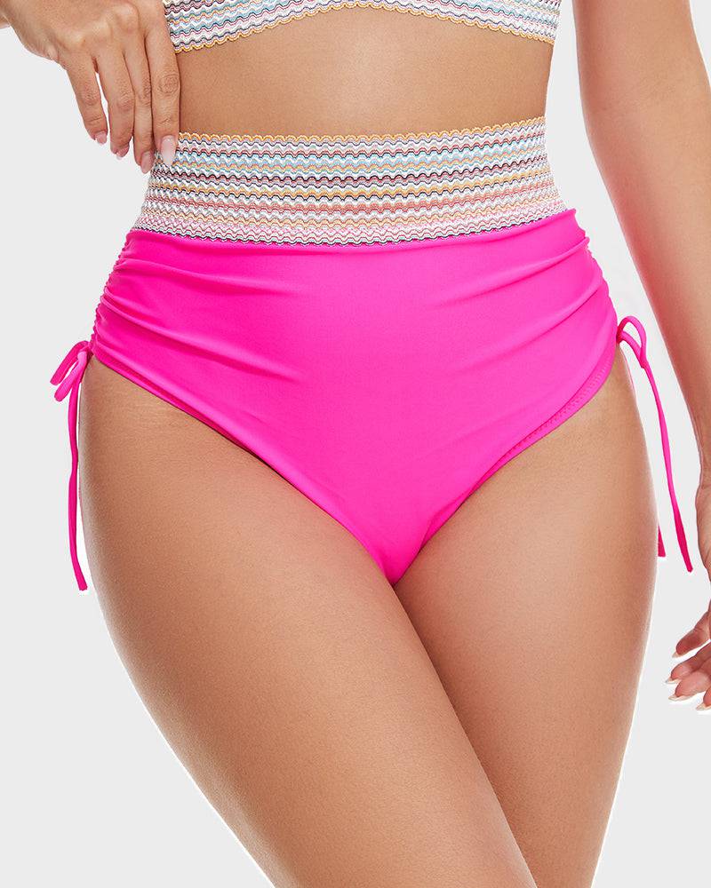 High-waisted bikiniset met buikcontrole en kleurblokdesign