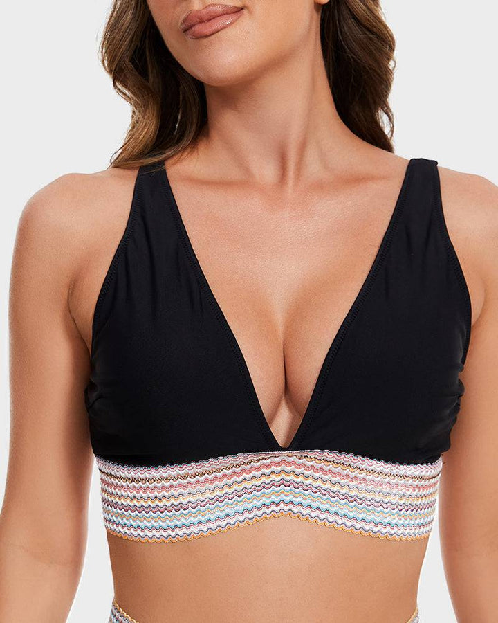 High-waisted bikiniset met buikcontrole en kleurblokdesign