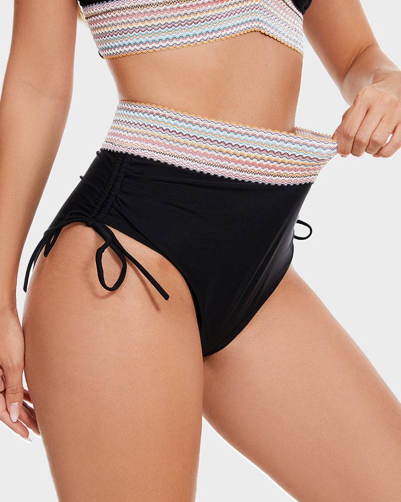 High-waisted bikiniset met buikcontrole en kleurblokdesign