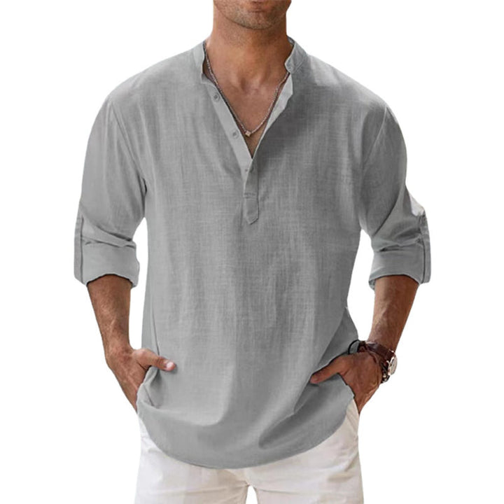 Linnen overhemd met Henley kraag – Ademend en licht voor een stijlvolle zomerse look