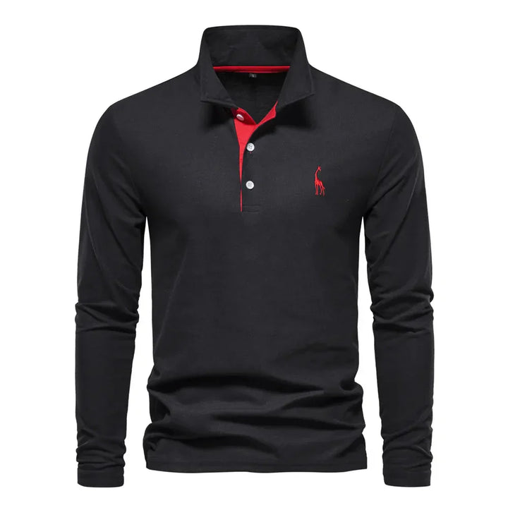 Oliver | Ademend zacht katoen herfst poloshirt voor heren met klassiek lange mouw ontwerp