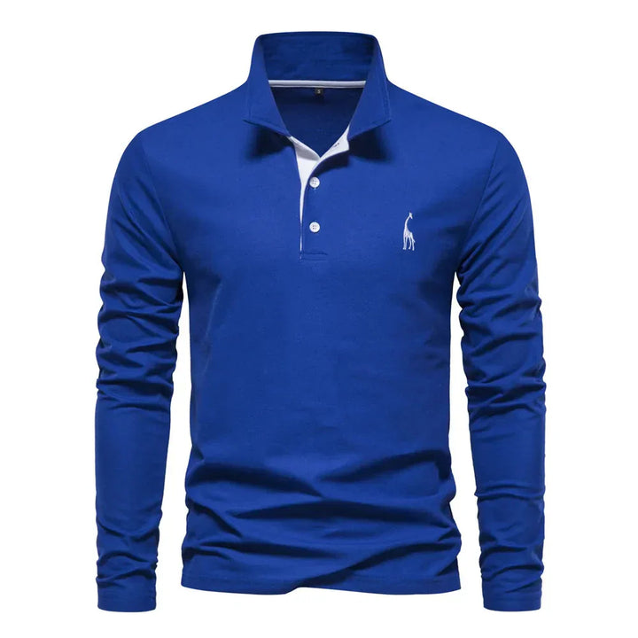 Oliver | Ademend zacht katoen herfst poloshirt voor heren met klassiek lange mouw ontwerp