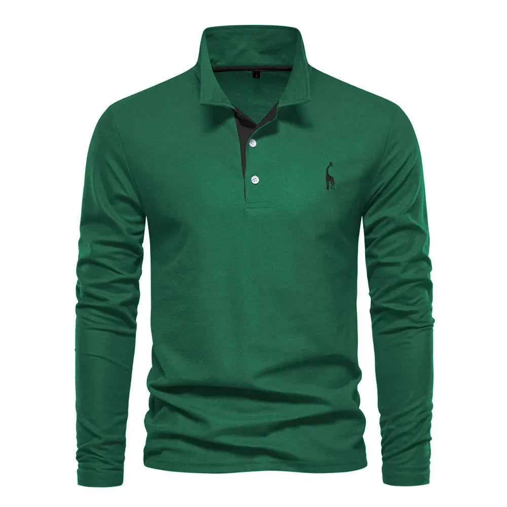 Oliver | Ademend zacht katoen herfst poloshirt voor heren met klassiek lange mouw ontwerp