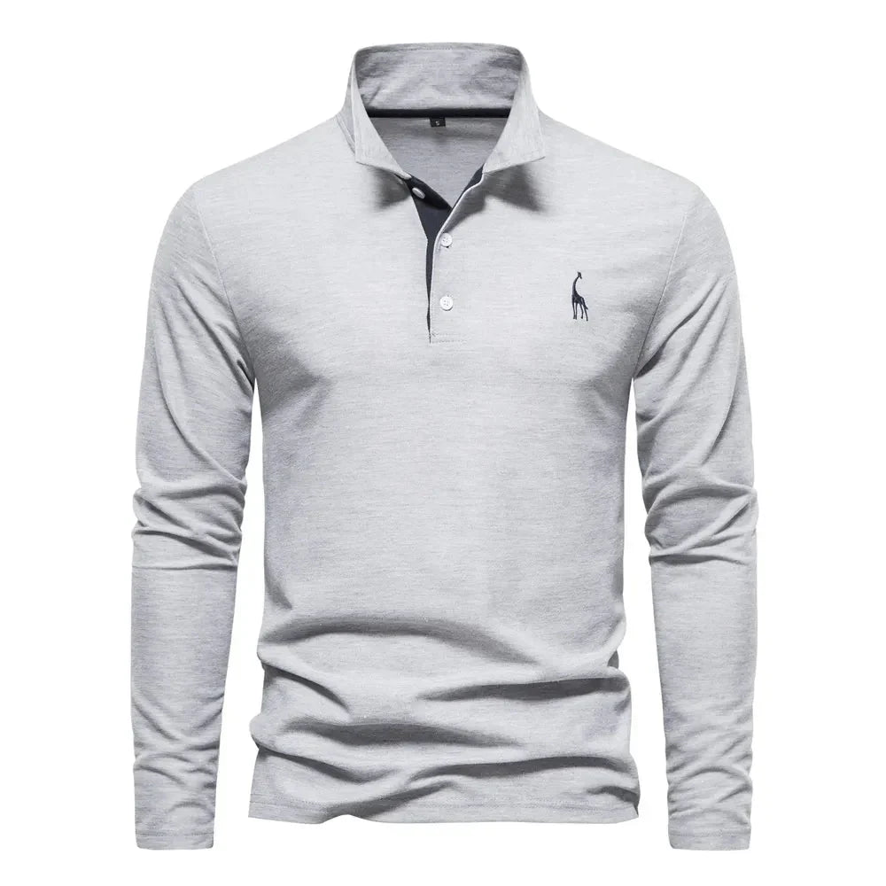 Oliver | Ademend zacht katoen herfst poloshirt voor heren met klassiek lange mouw ontwerp