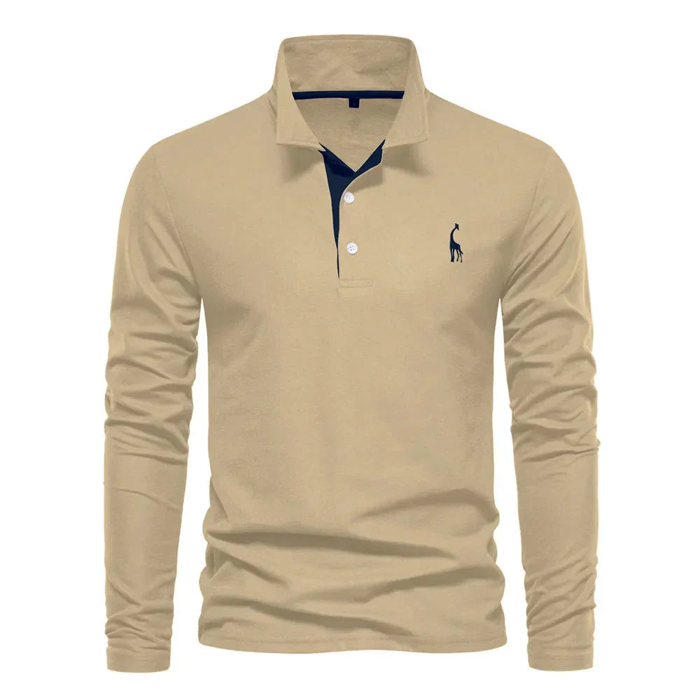 Oliver | Ademend zacht katoen herfst poloshirt voor heren met klassiek lange mouw ontwerp