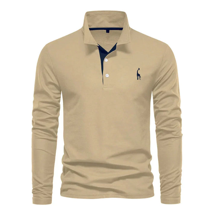Oliver | Ademend zacht katoen herfst poloshirt voor heren met klassiek lange mouw ontwerp
