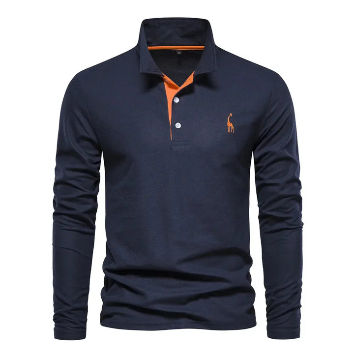 Oliver | Ademend zacht katoen herfst poloshirt voor heren met klassiek lange mouw ontwerp