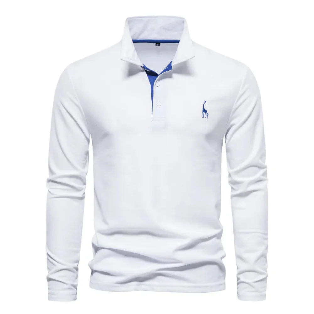 Oliver | Ademend zacht katoen herfst poloshirt voor heren met klassiek lange mouw ontwerp