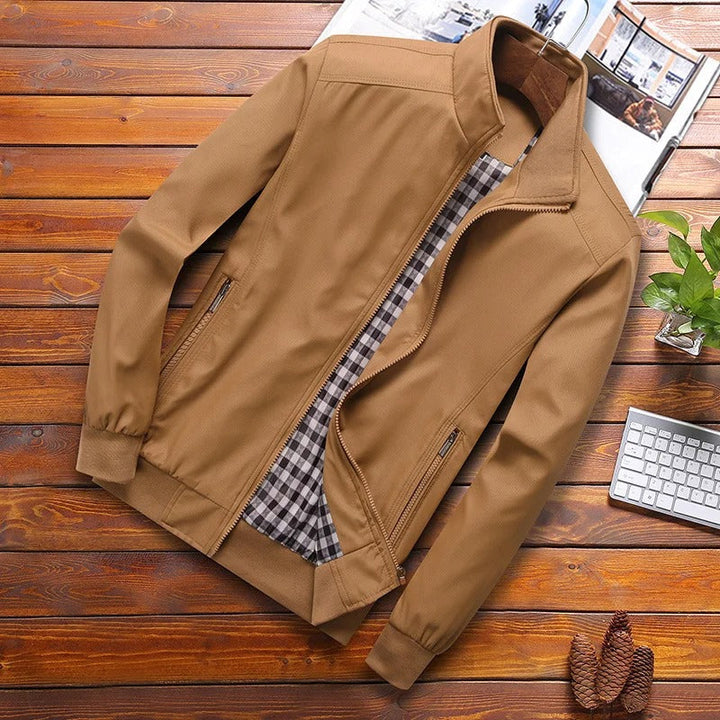 Théo | Winddichte ademende polyester zomerjas voor heren met gestructureerd kraagdesign