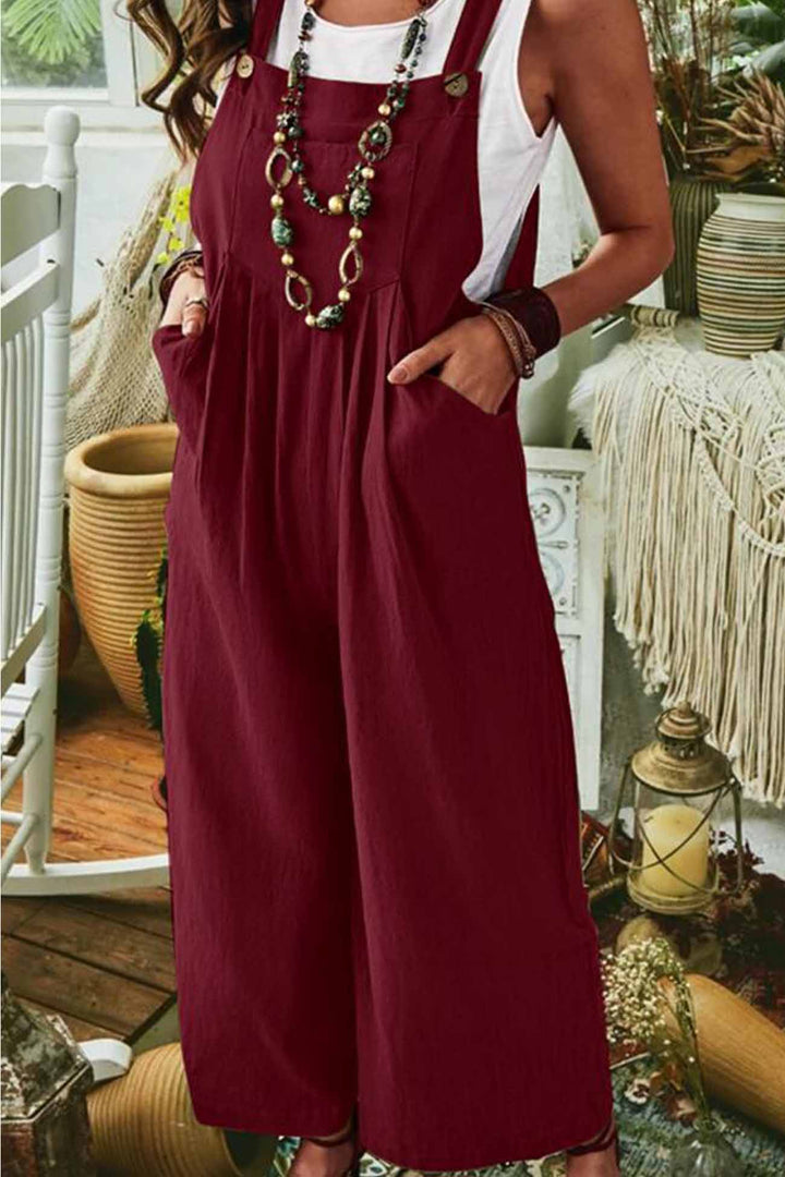 Tamar – Mouwloze Jumpsuit met Wijde Pijpen en Zakken