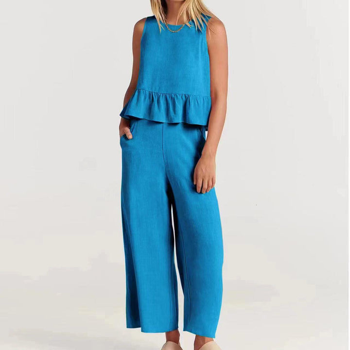Tess - Dames Mouwloze Top en Broek Set - Elegante en Luchtige Combinatie voor de Zomer