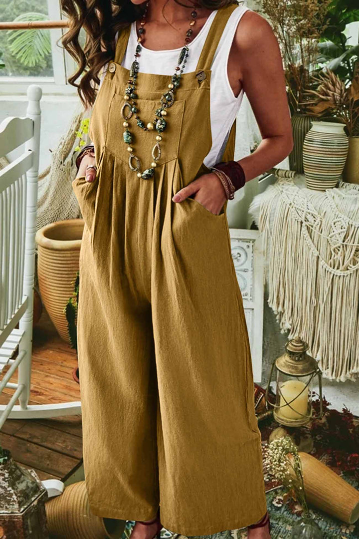 Tamar – Mouwloze Jumpsuit met Wijde Pijpen en Zakken