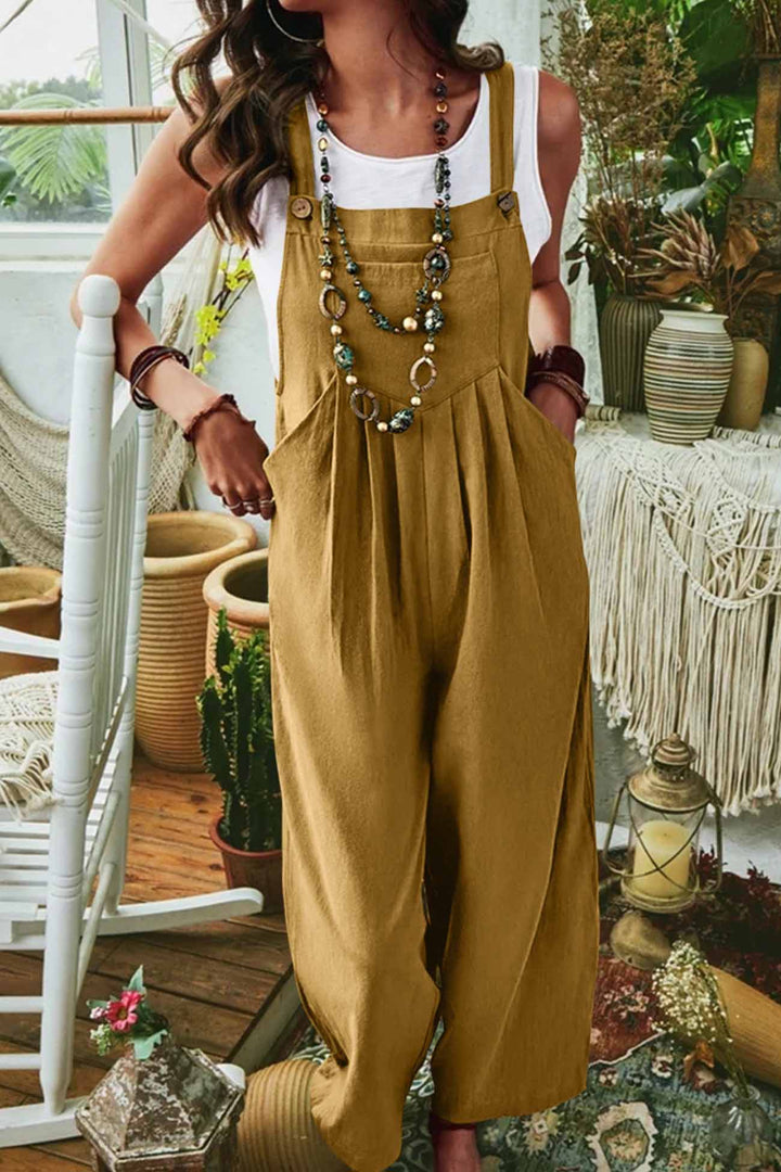 Tamar – Mouwloze Jumpsuit met Wijde Pijpen en Zakken