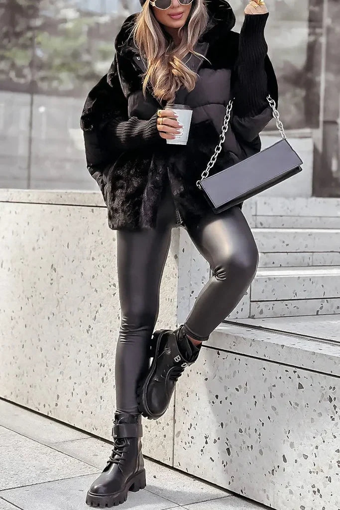 Amanda | Winter donsjack met bontkraag en grote capuchon voor dames