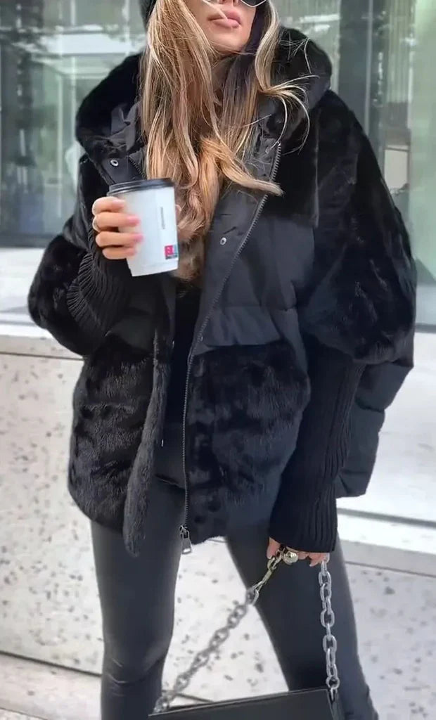 Amanda | Winter donsjack met bontkraag en grote capuchon voor dames